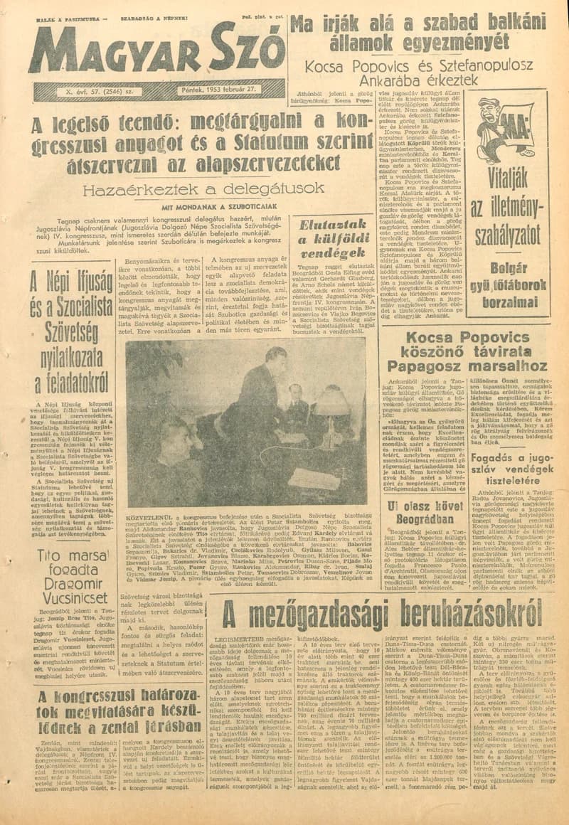 Magyar Szó, 10. évf. 1953. február 27. 57. sz. 1–10. oldal