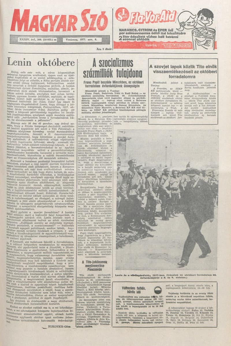Magyar Szó, 34. évf. 1977. november 6. 306. sz.