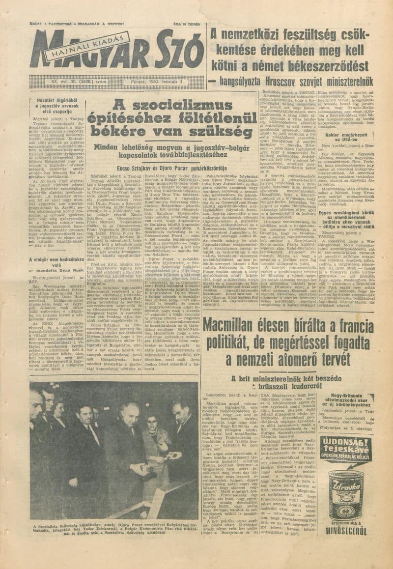 Magyar Szó, 20. évf. 1963. február 1. 30. sz. 1–14. oldal