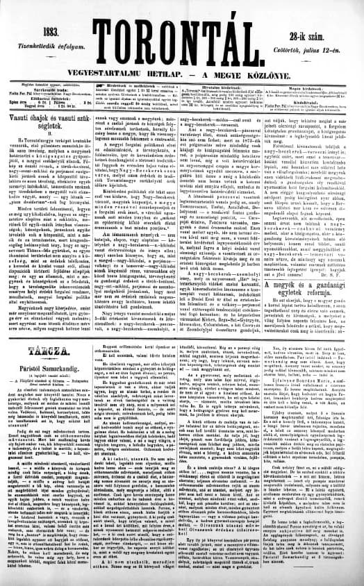 Torontál, 12. évf. 1883. július 12. 28. sz.