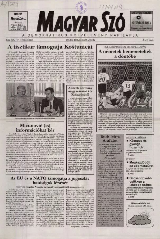 Magyar Szó, 59. évf. 2002. június 26. 147. sz. 1–16. oldal