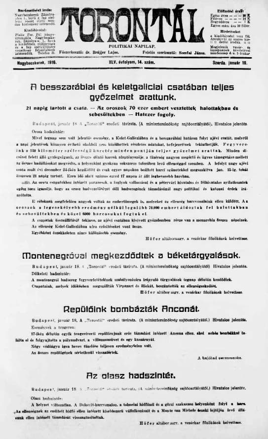 Torontál, 45. évf. 1916. január 19. 14. sz.