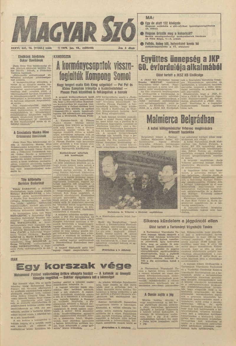 Magyar Szó, 36. évf. 1979. január 18. 16. sz. 1–20. oldal