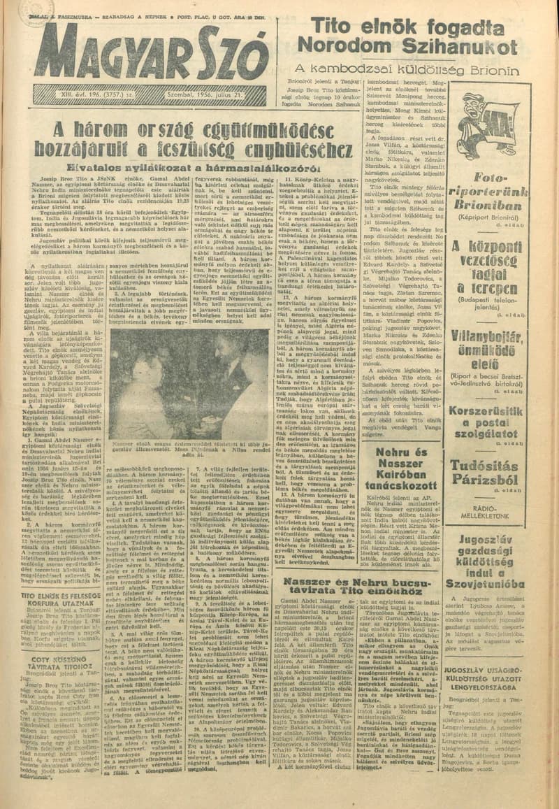 Magyar Szó, 13. évf. 1956. július 21. 196. sz. 1–12. oldal