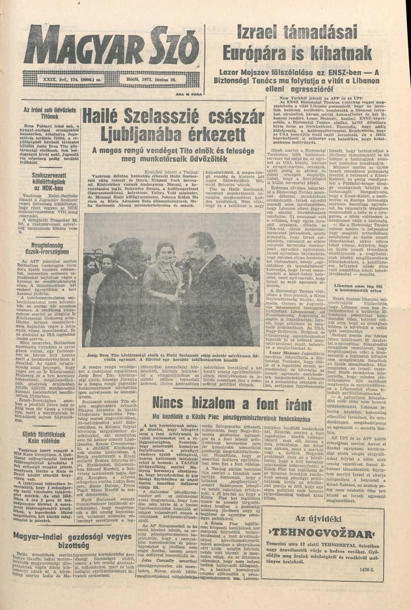 Magyar Szó, 29. évf. 1972. június 26. 174. sz. 1–8. oldal