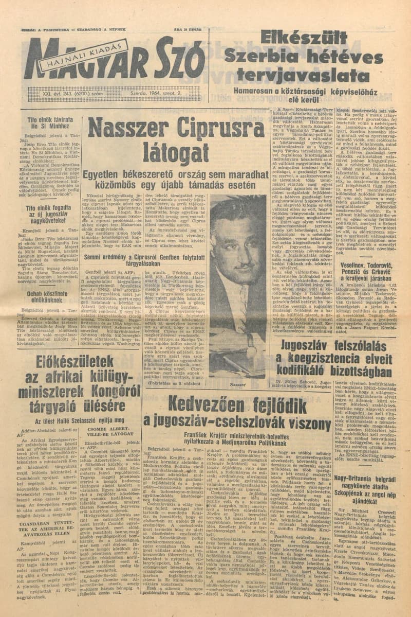 Magyar Szó, 21. évf. 1964. szeptember 2. 243. sz.
