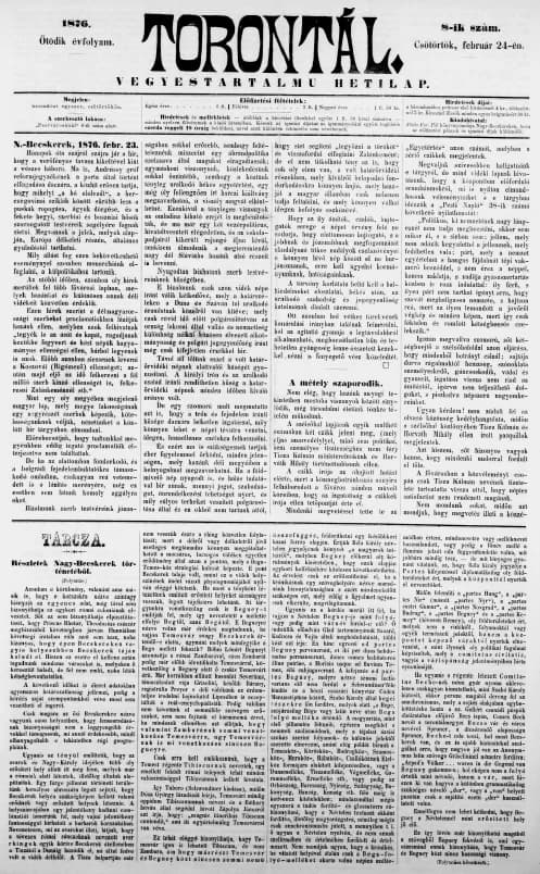 Torontál, 5. évf. 1876. február 24. 8. sz.