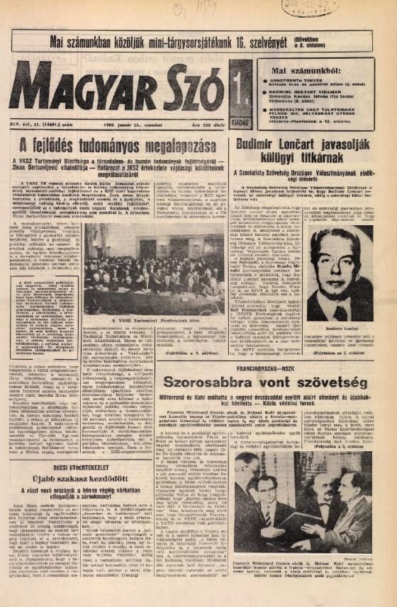 Magyar Szó, 45. évf. 1988. január 23. 21. sz. 1–24. oldal