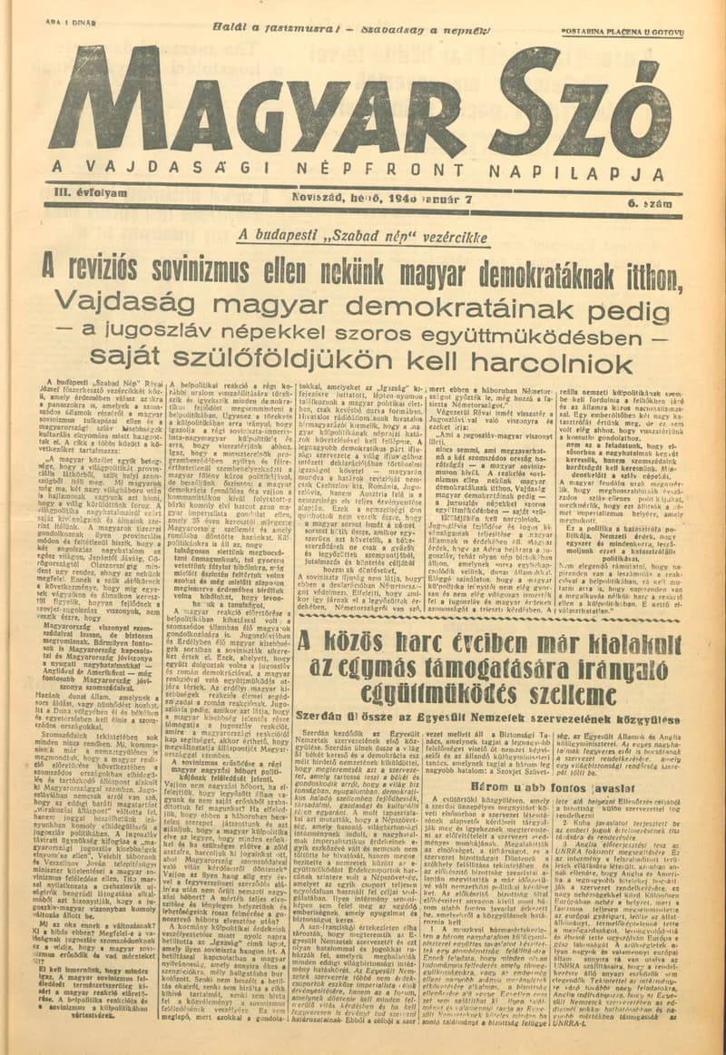 Magyar Szó, 3. évf. 1946. január 7. 6. sz. 1–4. oldal