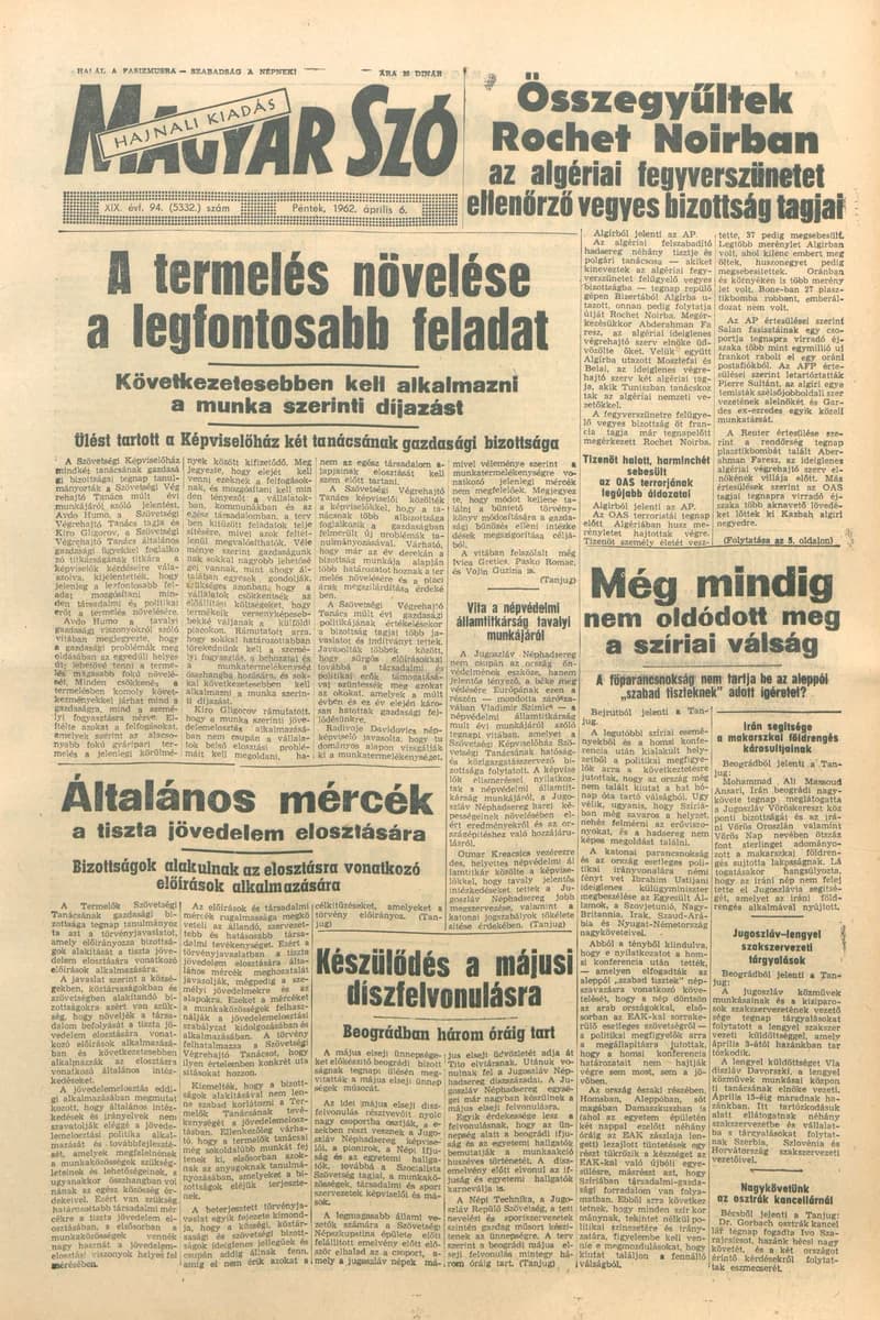 Magyar Szó, 19. évf. 1962. április 6. 94. sz. 1–14. oldal
