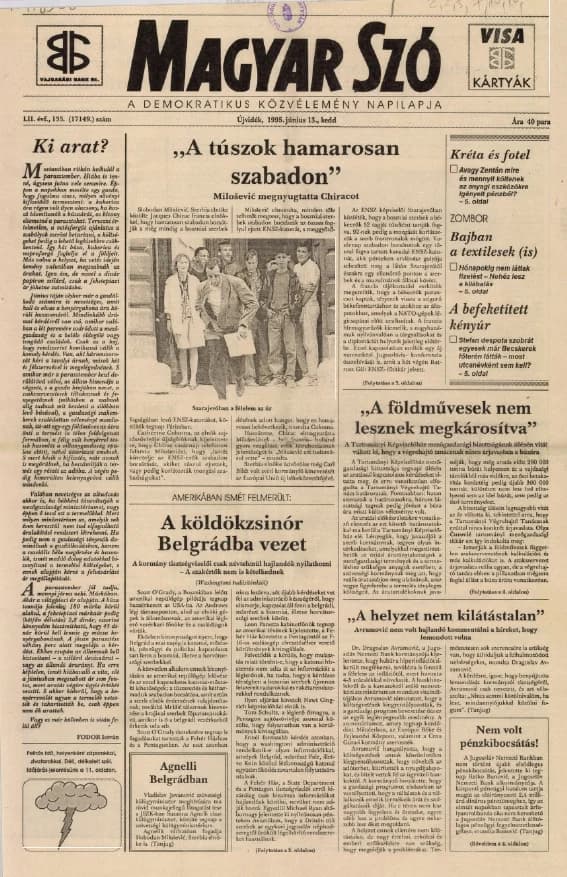 Magyar Szó, 52. évf. 1995. június 13. 135. sz. 1–16. oldal