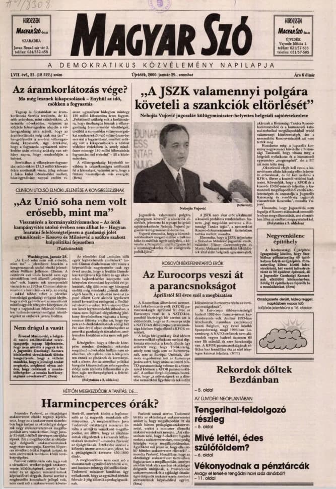 Magyar Szó, 57. évf. 2000. január 29. 23. sz. 1–16. oldal