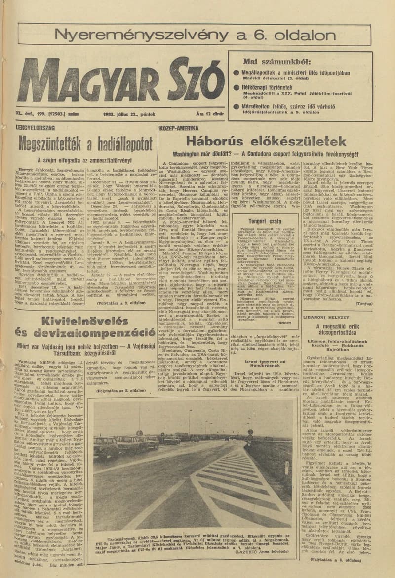Magyar Szó, 40. évf. 1983. július 22. 199. sz. 1–20. oldal