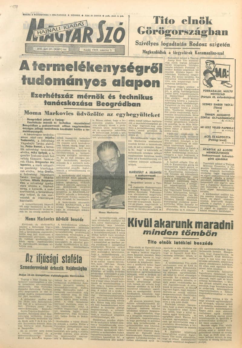 Magyar Szó, 16. évf. 1959. március 3. 51. sz. 1–16. oldal