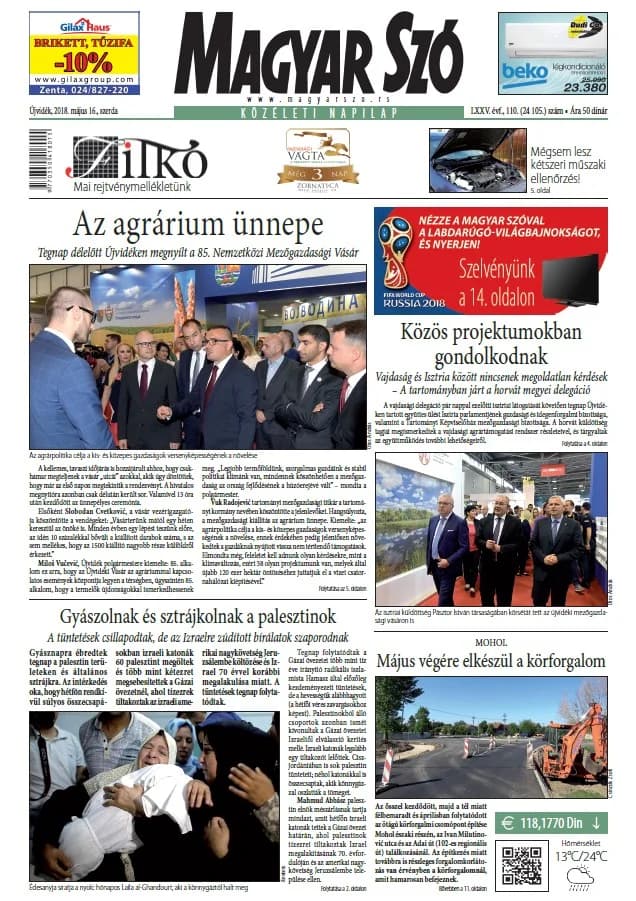 Magyar Szó, 75. évf. 2018. május 16. 110. sz. 1–16. oldal
