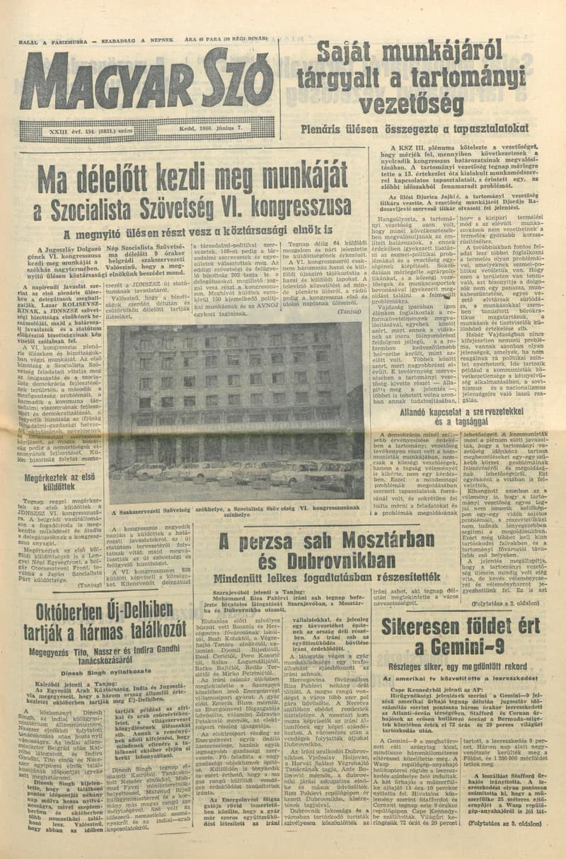 Magyar Szó, 23. évf. 1966. június 7. 154. sz.