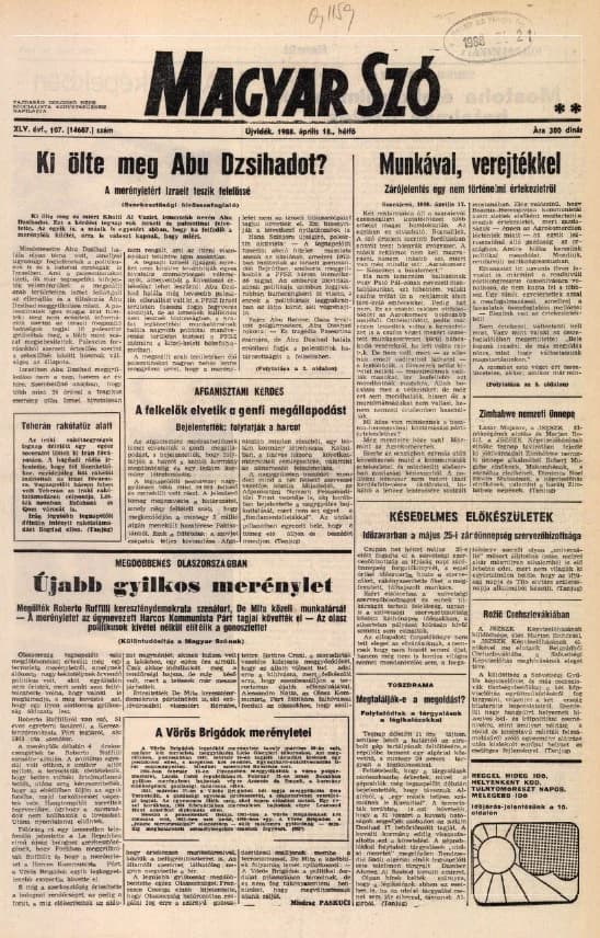 Magyar Szó, 45. évf. 1988. április 18. 107. sz. 1–20. oldal