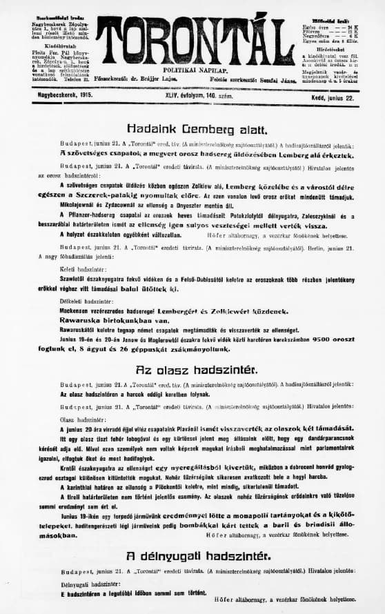 Torontál, 44. évf. 1915. június 22. 140. sz.