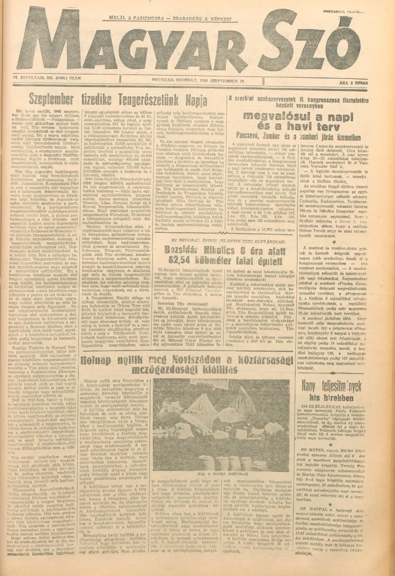 Magyar Szó, 6. évf. 1949. augusztus 10. 215. sz. 1–4. oldal