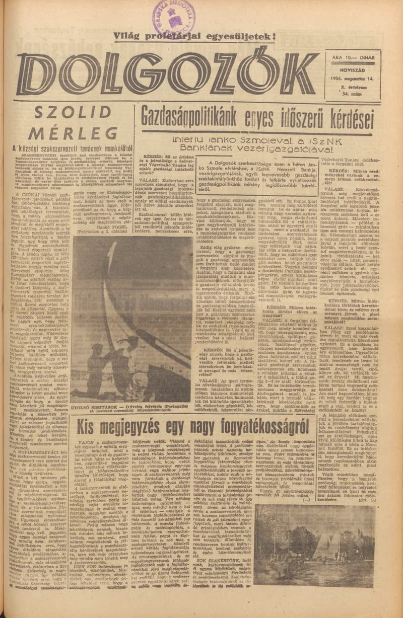 Dolgozók, 10. évf. 1956. augusztus 14. 34. sz.