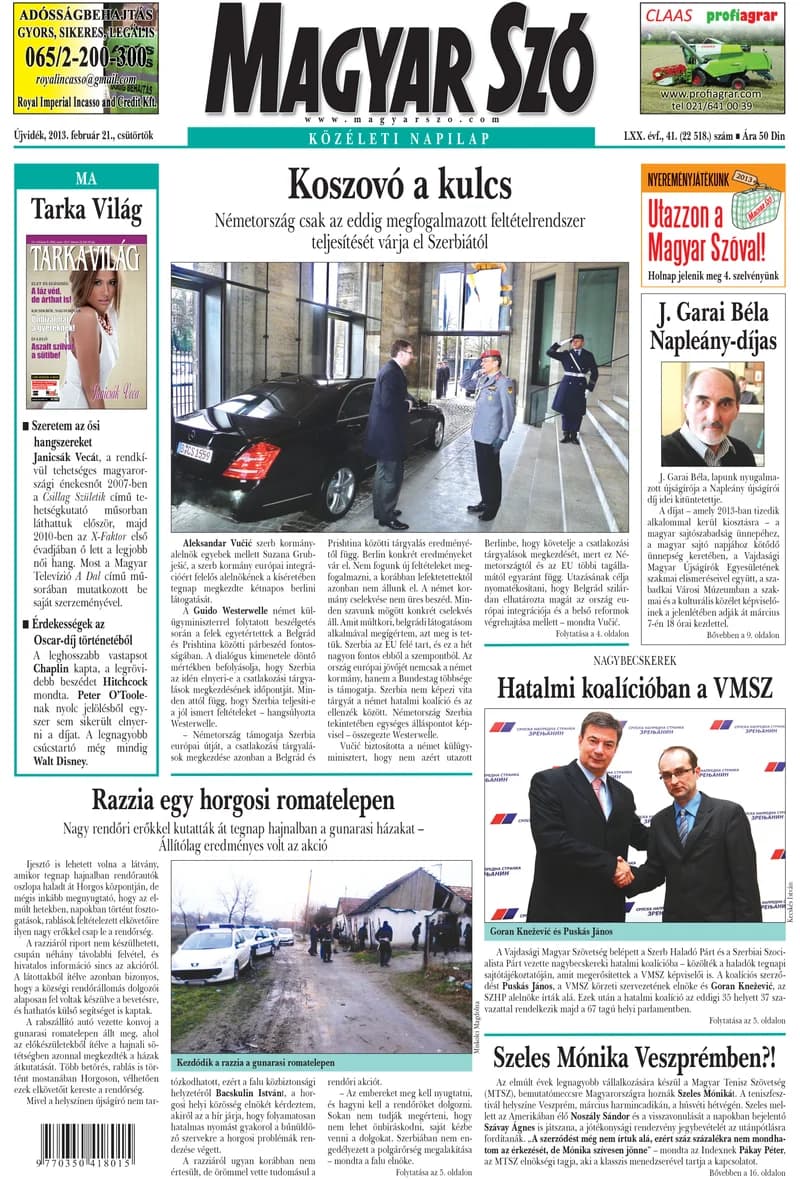 Magyar Szó, 70. évf. 2013. február 21. 41. sz. 1–20. oldal