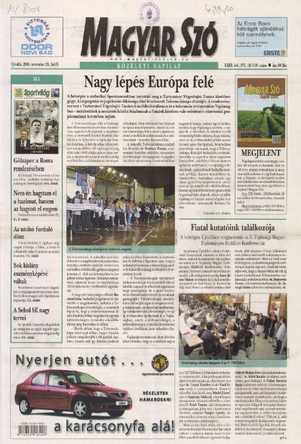 Magyar Szó, 63. évf. 2006. november 20. 271. sz. 1–12. oldal