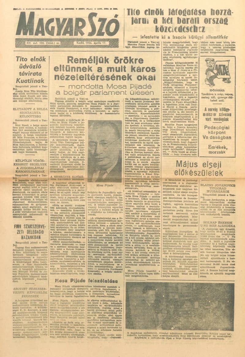 Magyar Szó, 13. évf. 1956. április 17. 105. sz. 1–8. oldal