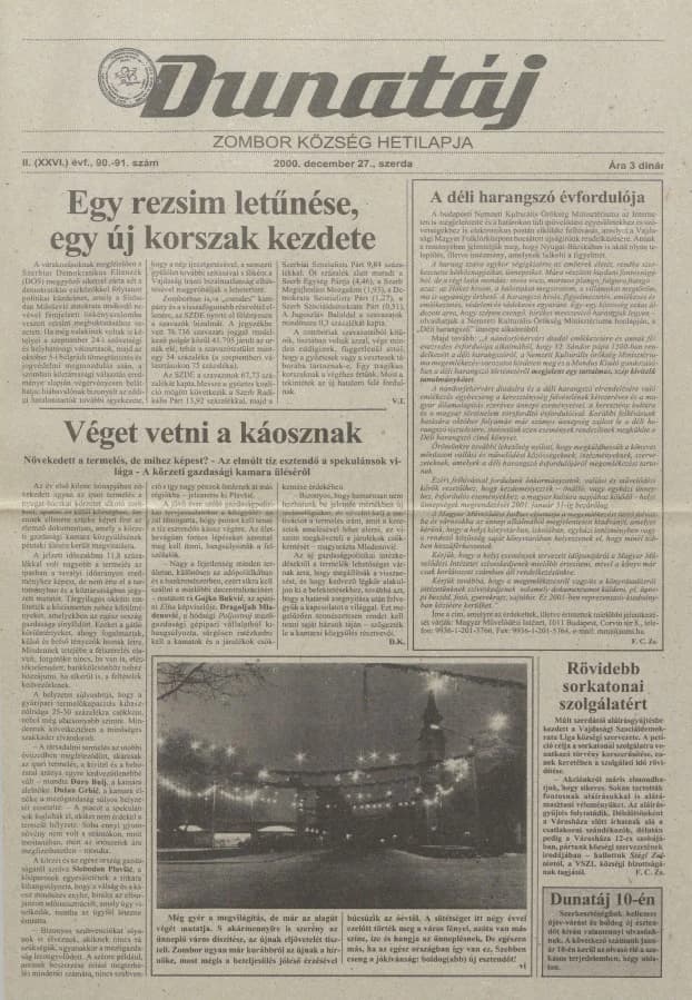 Dunatáj, 2. évf. 2000. december 27. 90–91. sz.