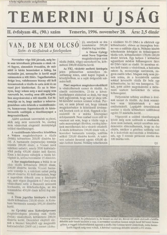 Temerini Újság, 2. évf. 1996. november 28. 48. sz.
