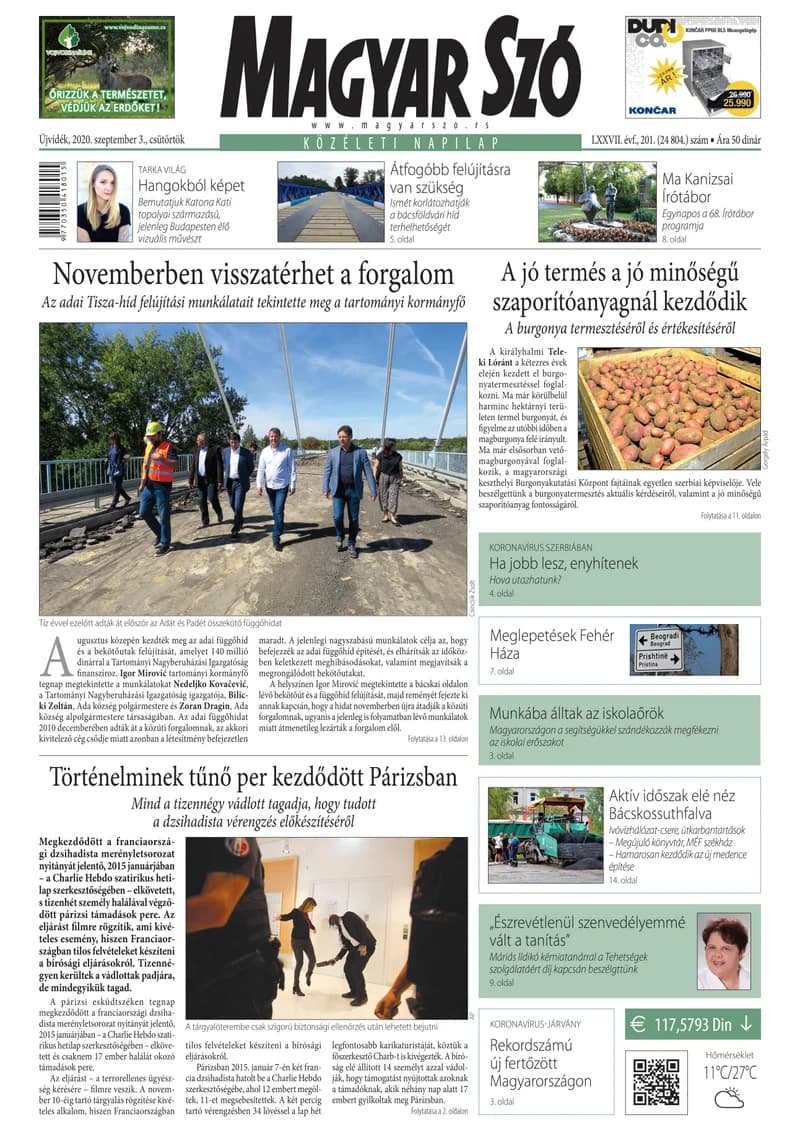Magyar Szó, 77. évf. 2020. szeptember 3. 201. sz. 1–20. oldal
