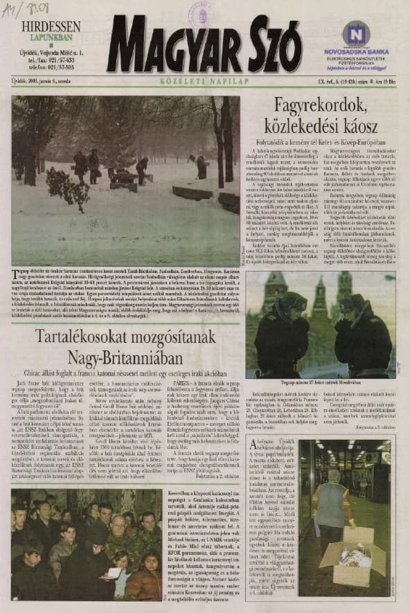 Magyar Szó, 60. évf. 2003. január 8. 5. sz. 1–16. oldal