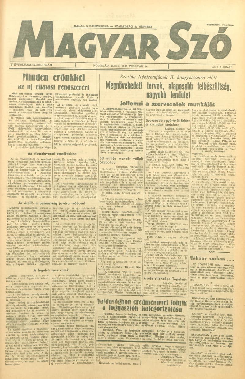 Magyar Szó, 5. évf. 1948. február 24. 47. sz. 1–6. oldal