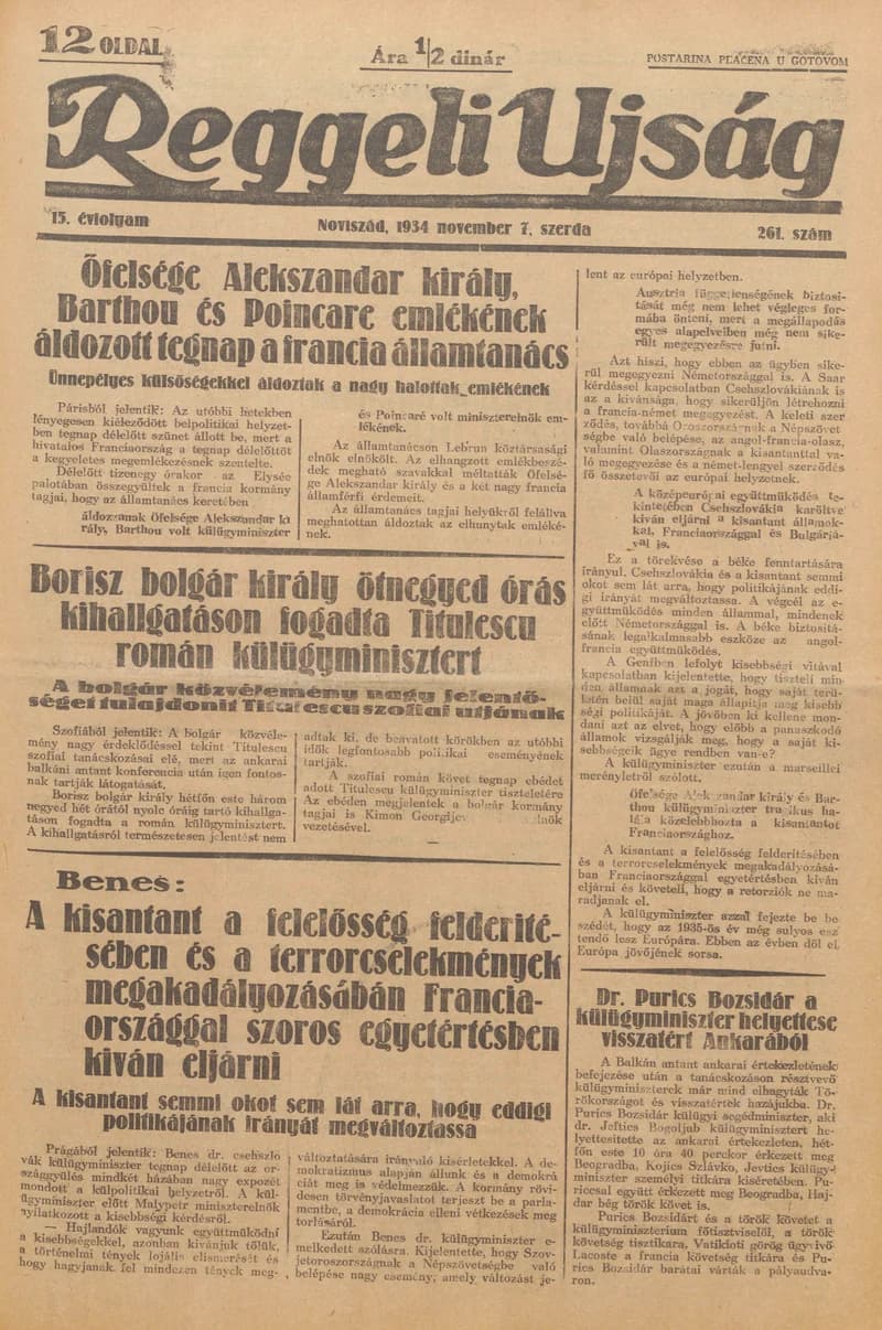 Reggeli Újság, 15. évf. 1934. november 7. 261. sz.