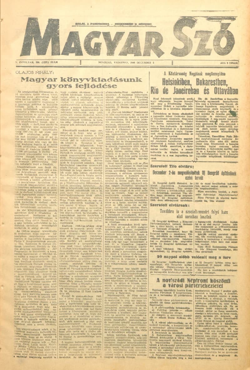 Magyar Szó, 5. évf. 1948. december 5. 290. sz. 1–4. oldal