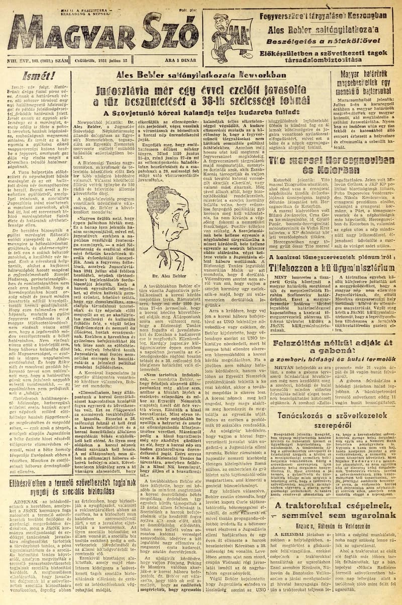 Magyar Szó, 8. évf. 1951. július 12. 163. sz. 1–4. oldal