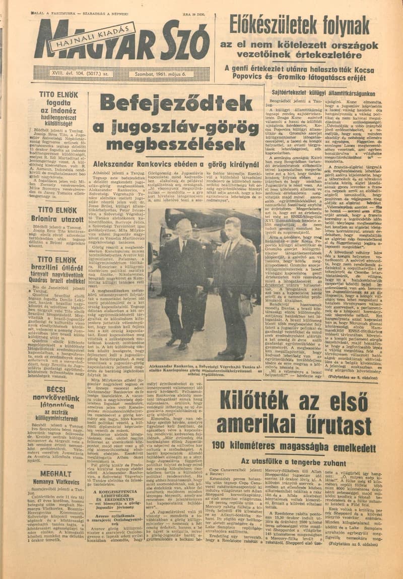 Magyar Szó, 18. évf. 1961. május 6. 104. sz. 1–12. oldal