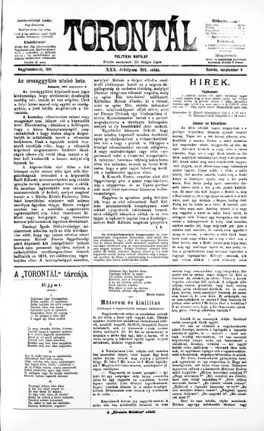 Torontál, 30. évf. 1901. szeptember 4. 201. sz.