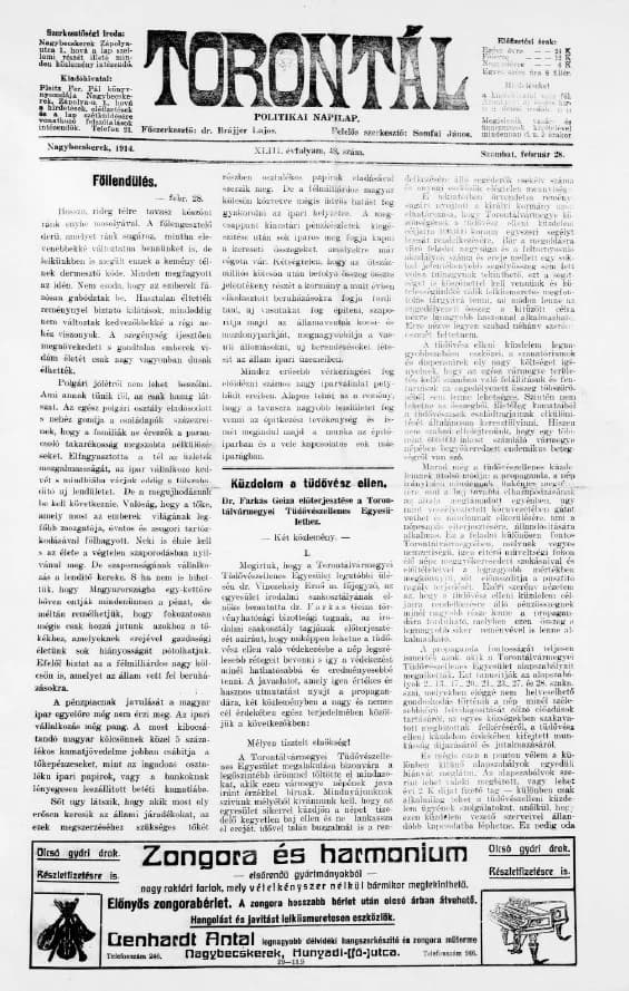 Torontál, 43. évf. 1914. február 28. 48. sz.