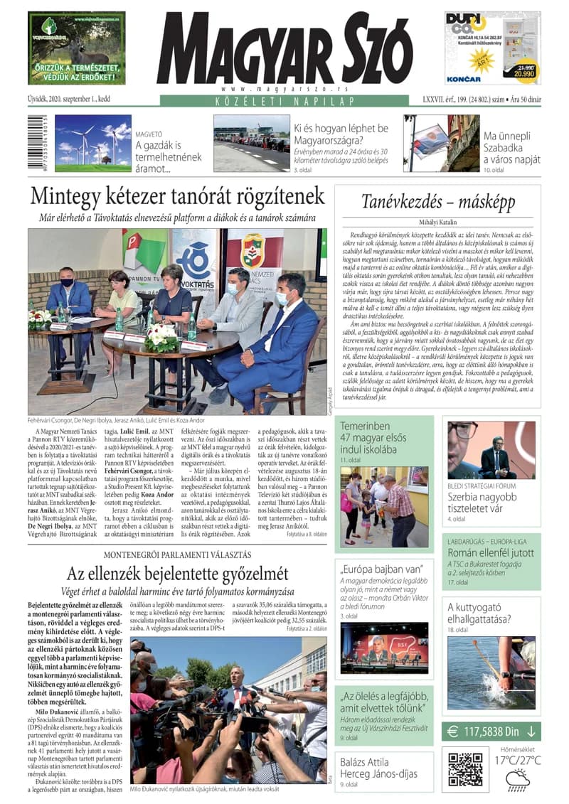 Magyar Szó, 77. évf. 2020. szeptember 1. 199. sz. 1–20. oldal