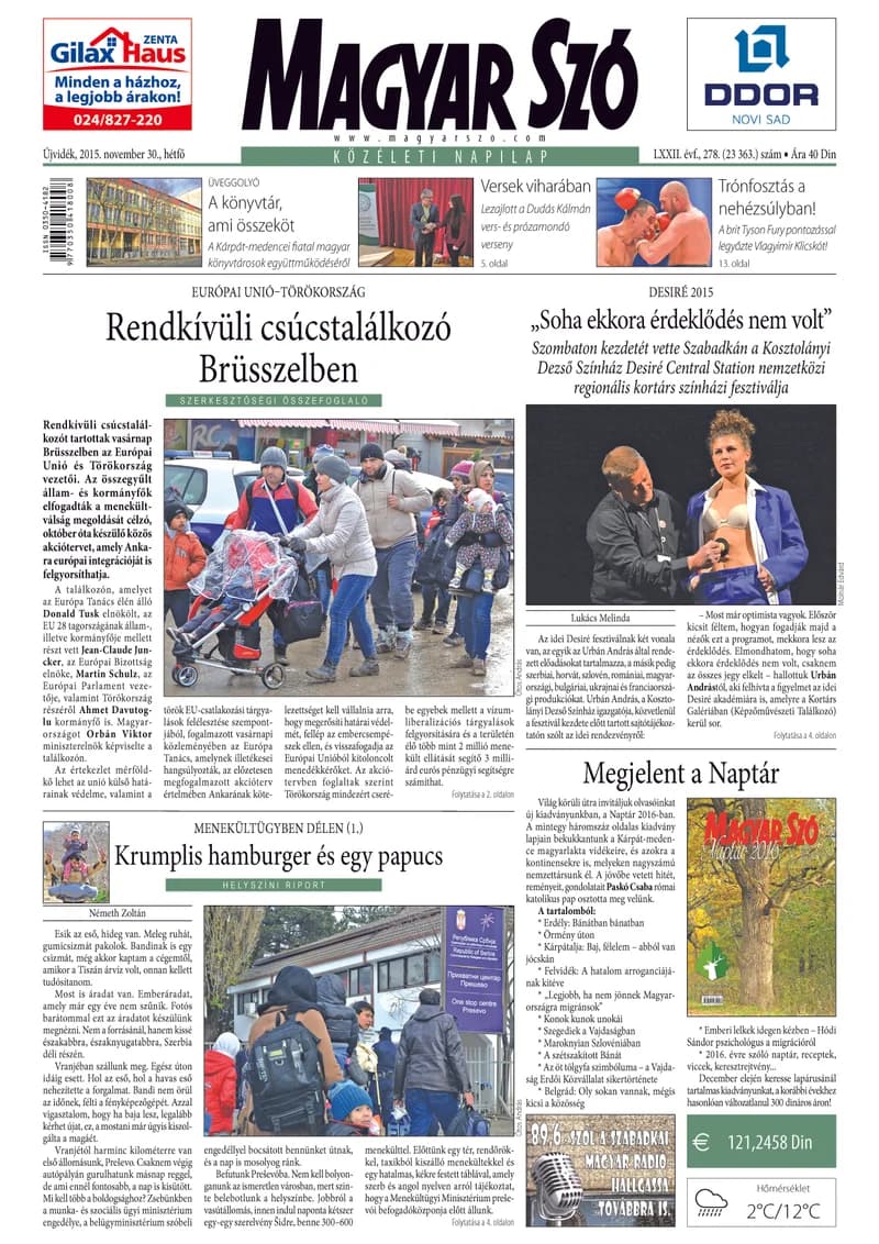 Magyar Szó, 72. évf. 2015. november 30. 278. sz. 1–20. oldal