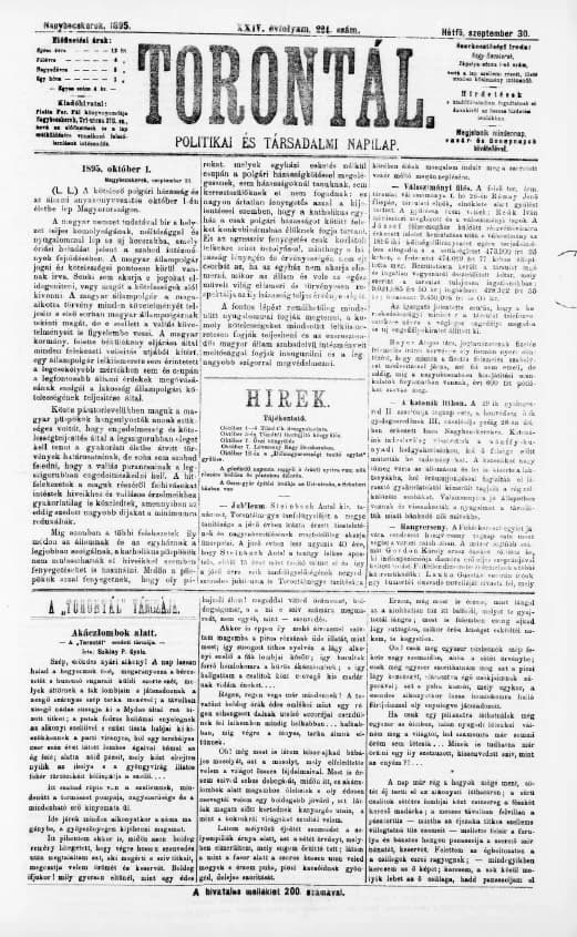 Torontál, 24. évf. 1895. szeptember 30. 224. sz.