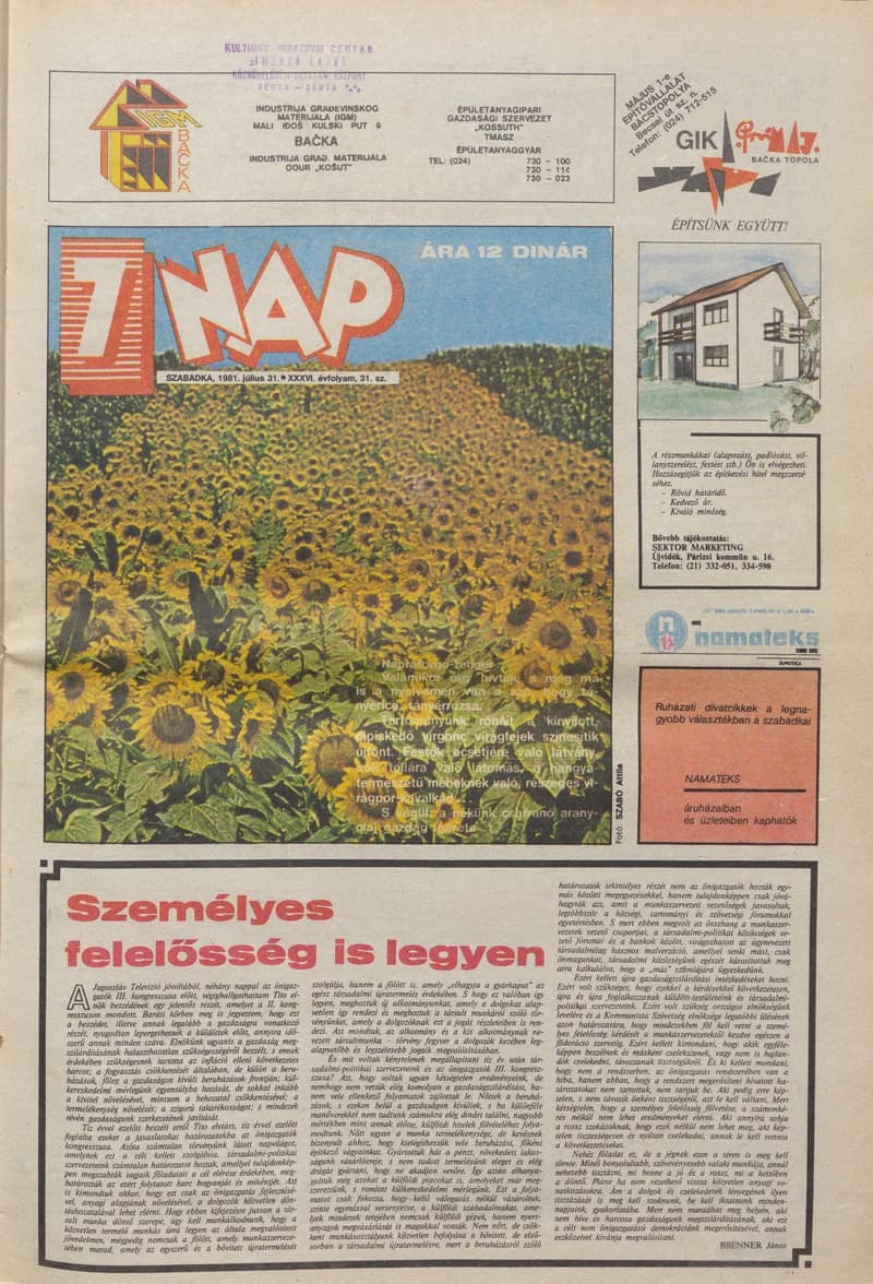 7 Nap, 36. évf. 1981. július 31. 31. sz. 1–16. oldal