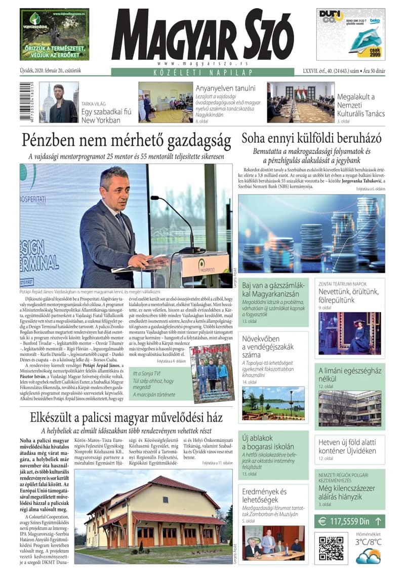 Magyar Szó, 77. évf. 2020. február 20. 40. sz. 1–20. oldal