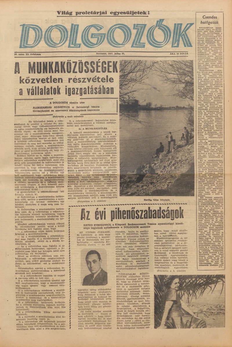 Dolgozók, 11. évf. 1957. július 27. 30. sz.