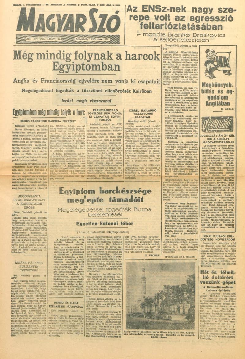 Magyar Szó, 13. évf. 1956. november 10. 308. sz. 1–12. oldal