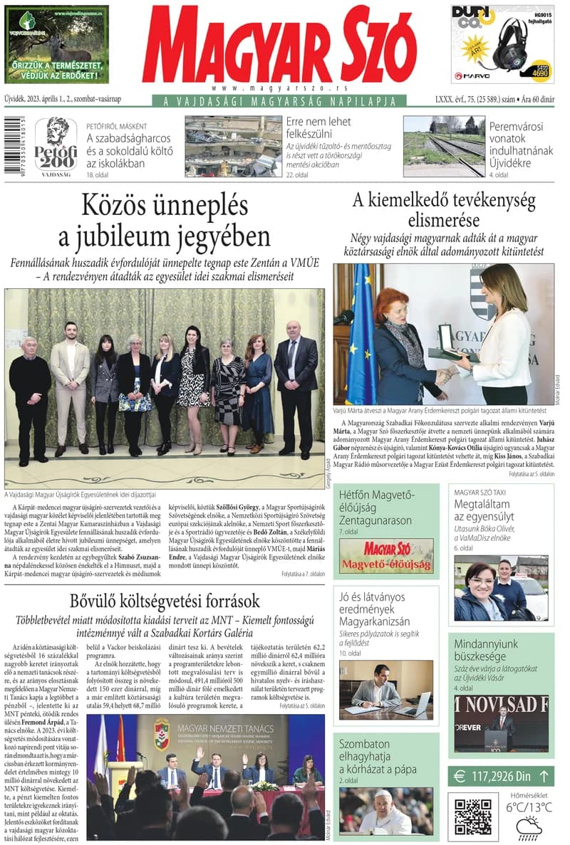 Magyar Szó, 80. évf. 2023. április 1. – 2. 75. sz. 1–32. oldal