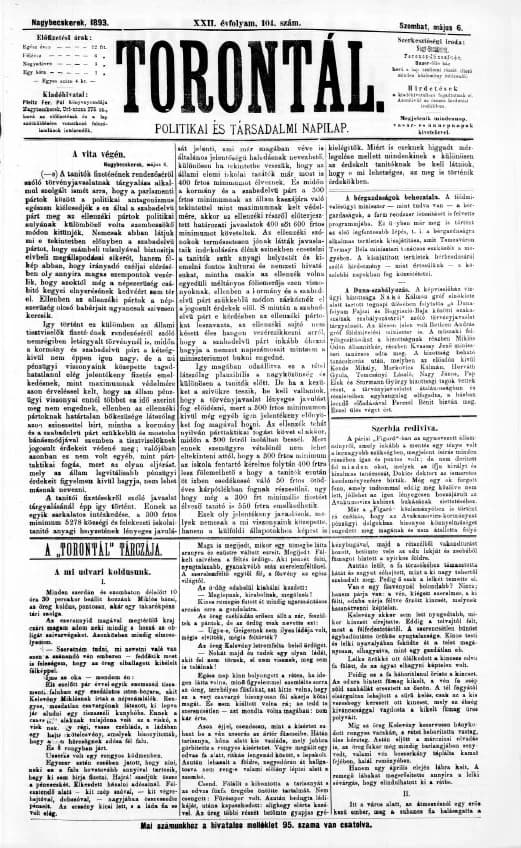 Torontál, 22. évf. 1893. május 6. 104. sz.