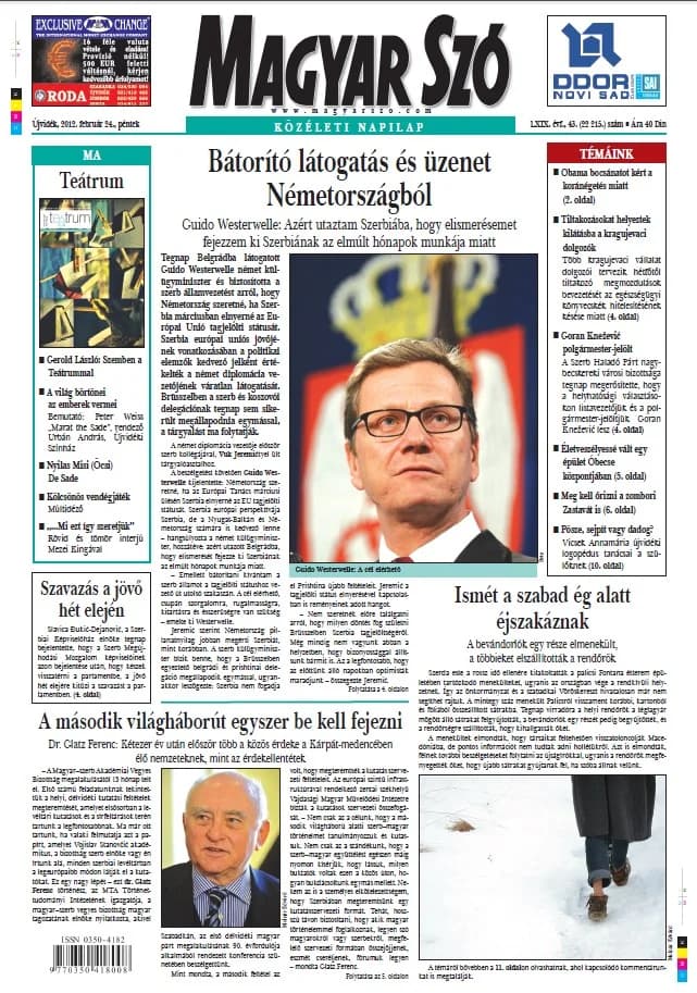 Magyar Szó, 69. évf. 2012. február 24. 43. sz. 1–20. oldal