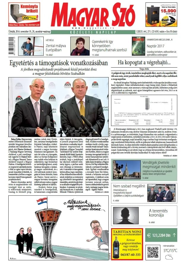 Magyar Szó, 73. évf. 2016. november 19. – 20. 271. sz. 1–44. oldal