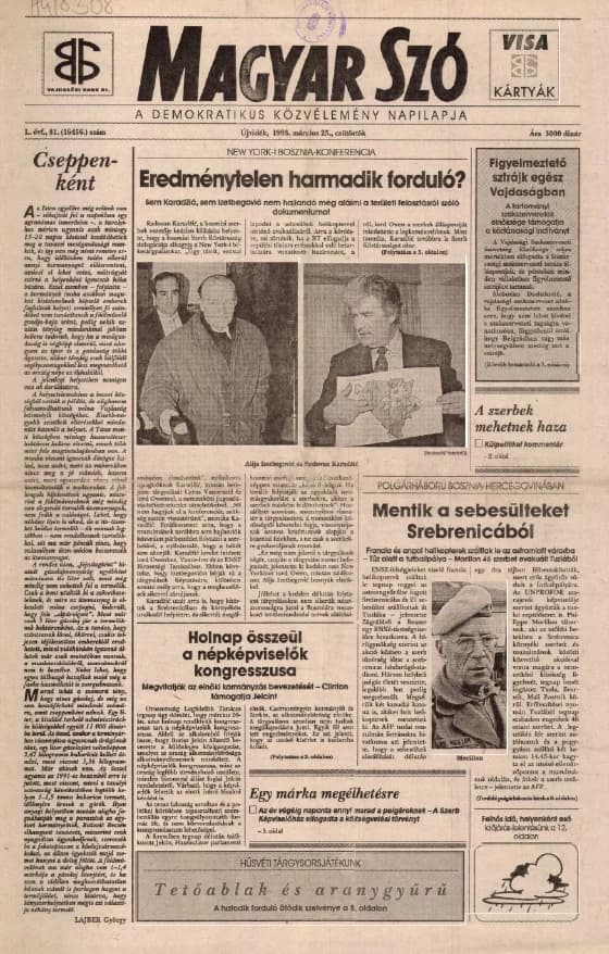Magyar Szó, 50. évf. 1993. március 25. 81. sz. 1–16. oldal